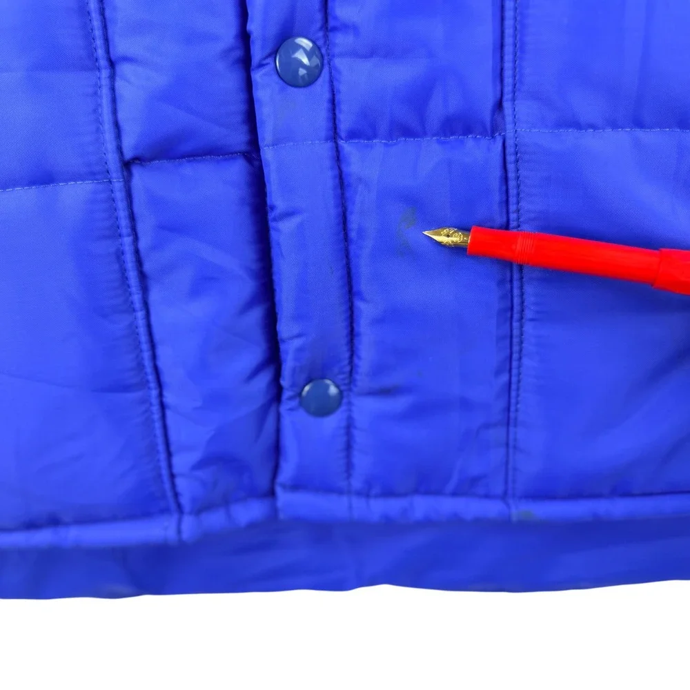 OXY Puffer Vest Men Large Royal Blue Nylon Quilted Snap Oil & Gas Vintage